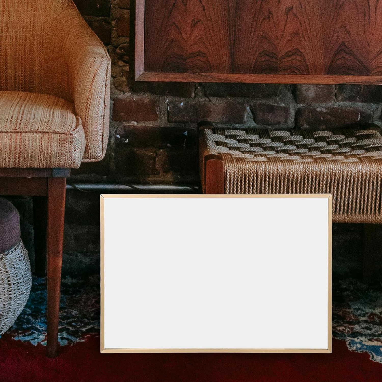 BESPORTBLE Multi-Functional Shoe Trial Mirror with Aluminum Alloy Frame, Gold Floor Standing Makeup and Dressing Mirror for Retail Shops and Entryway Decor