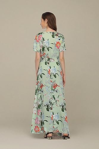 Miniatura 6 de Vestido largo floral bohemio para mujer, vestido de verano con botones, dividido, para fiesta en la playa