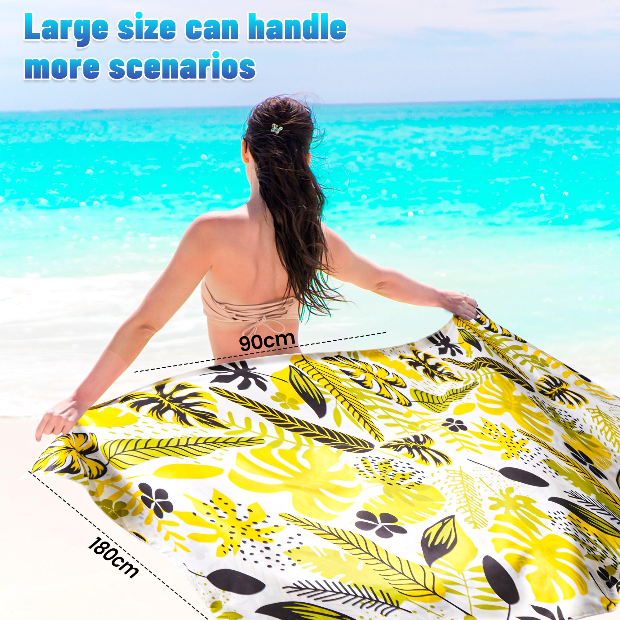 Telo Mare xxl 90×180 cm, Asciugamano Grande In Microfibra Ad Asciugatura Rapida, Telo Bagno Senza Sabbia, Coperta Da Spiaggia Donna (giallo)
