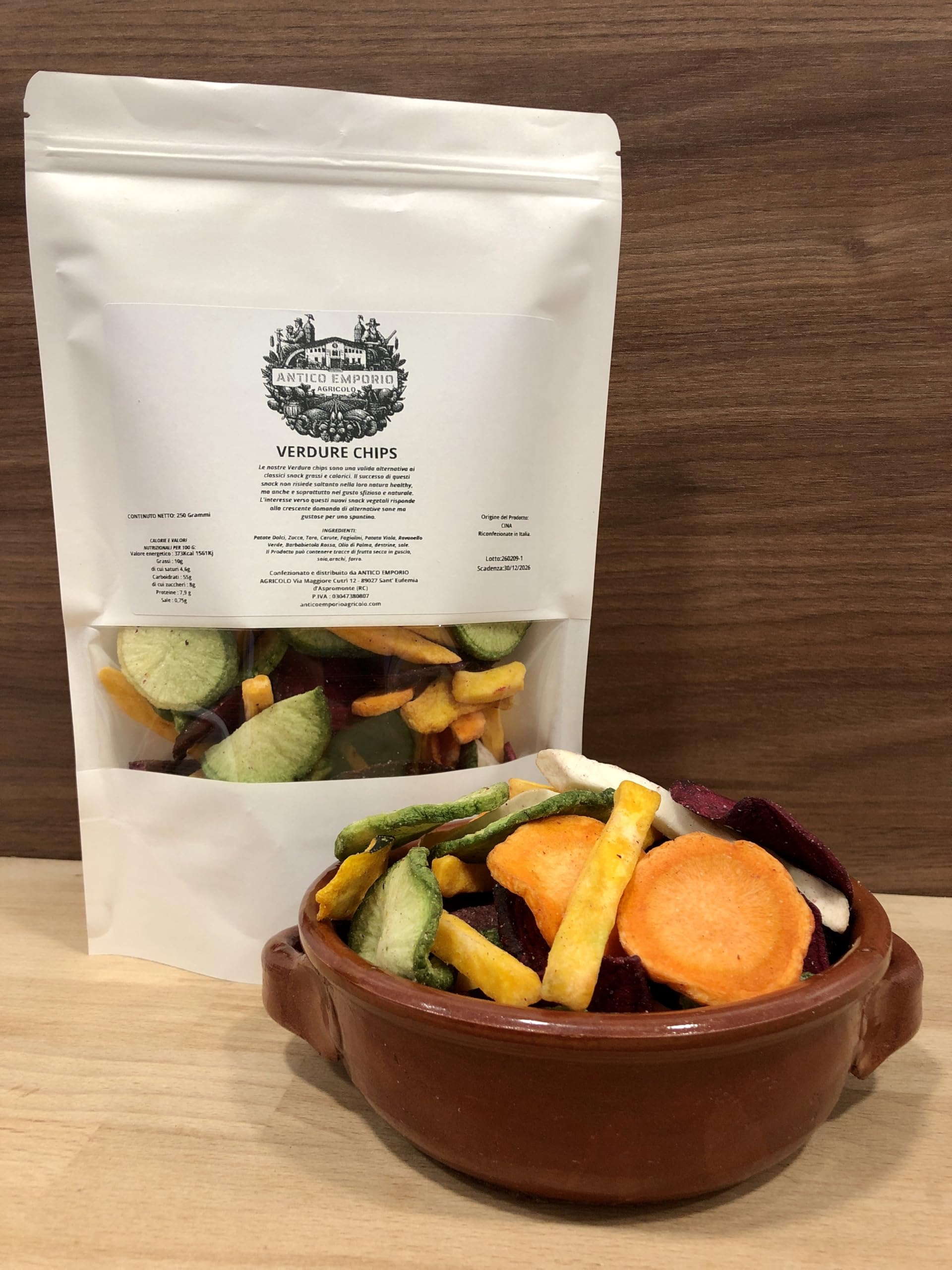 Chips di Verdure essiccate, croccanti - 500 Grammi - in Sacchetto in kraft Richiudibile - Snack Sfizioso e Salutare, Composto da 8 Verdure