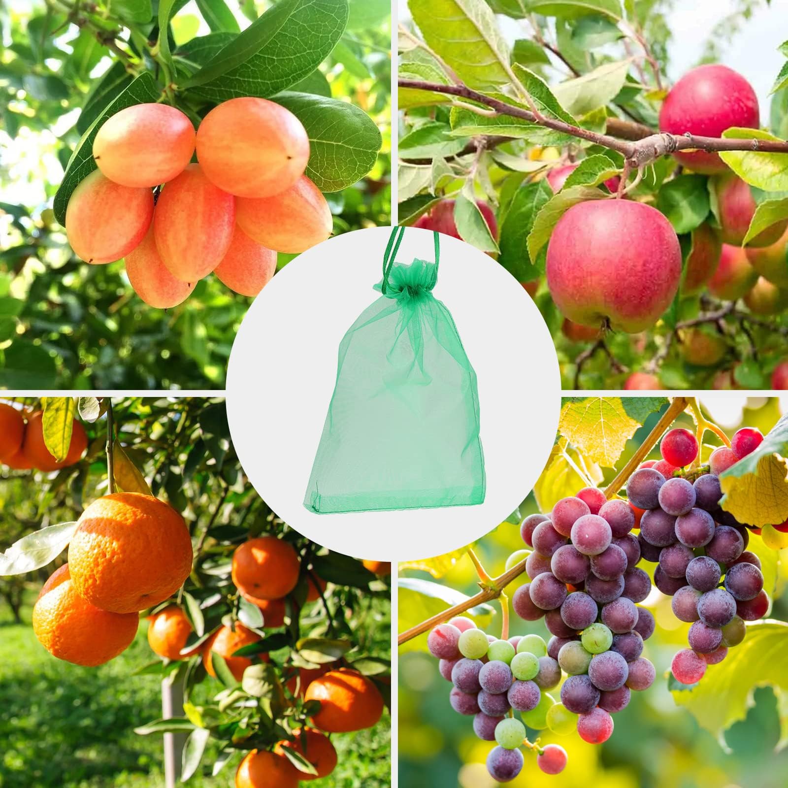 Bolsas De Protección Para Uvas Y Frutas - 50 Unidades, 30x40 Cm, Gasa Con Cordón | Reutilizables, Contra Insectos Y Pájaros