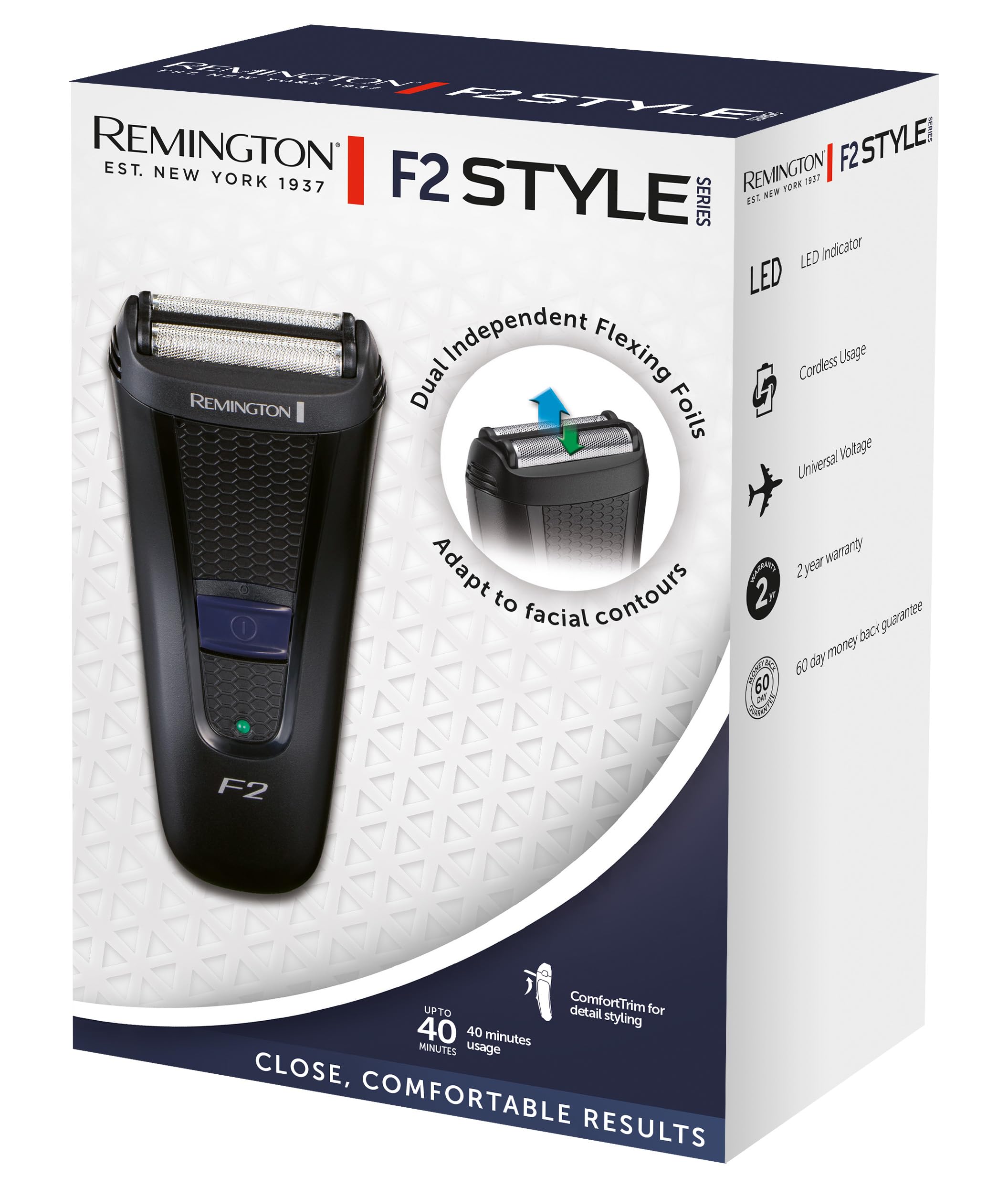 Remington golarka męska, elektryczna, foliowa, bezprzewodowa, wysuwany precyzyjny trymer, wskażnik LED, do golenia na sucho, Style Series, F2002 F2