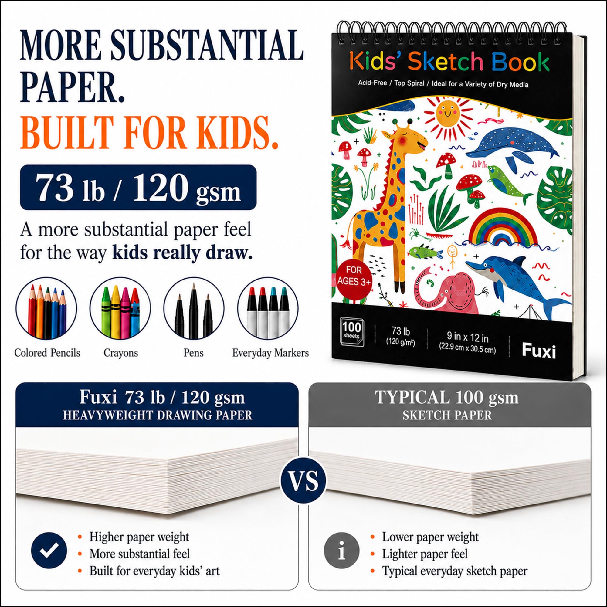 Kids Sketchbook - 100 Sheets, 9x12 -2