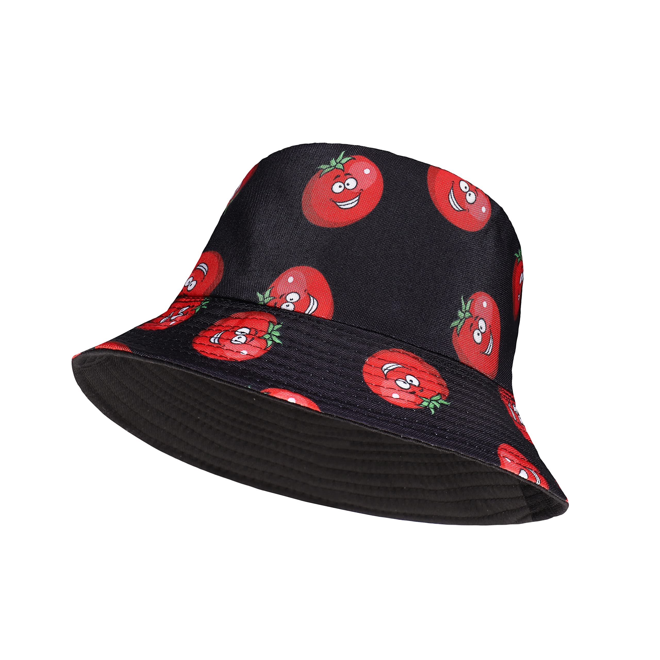 Unisex Fisherman Summer Festival Union Jack UK Flag Cotton Bucket Hat (One Size, Tomatto - Black)