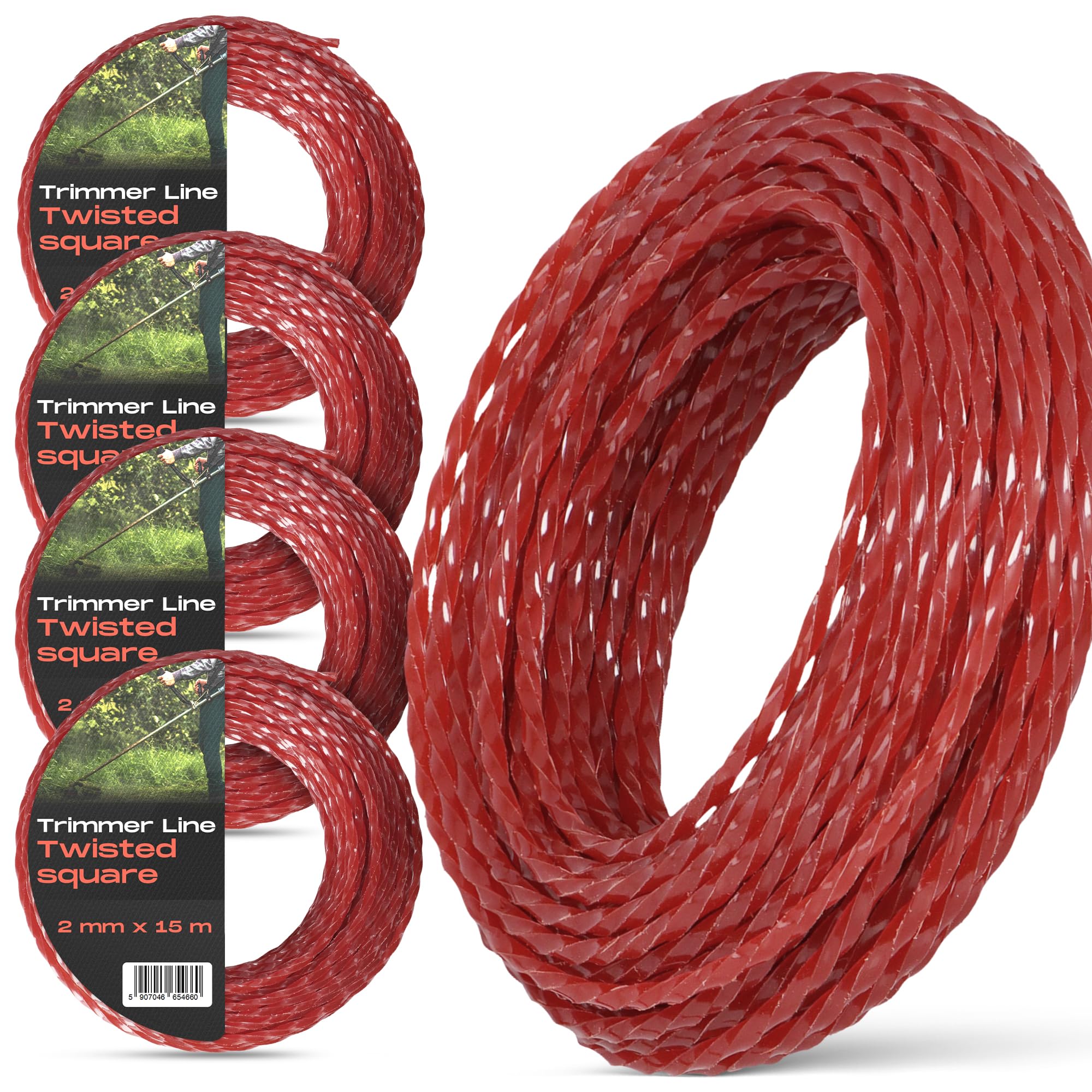Instalguru 4X Hilo Desbrozadora 2 mm 15 m Nailon Trenzado Cuadrado Recambio Desbrozadora Hilo Corte Bordes Césped Jardín Maleza Resistente Bobina Recortadora Accesorios Exterior