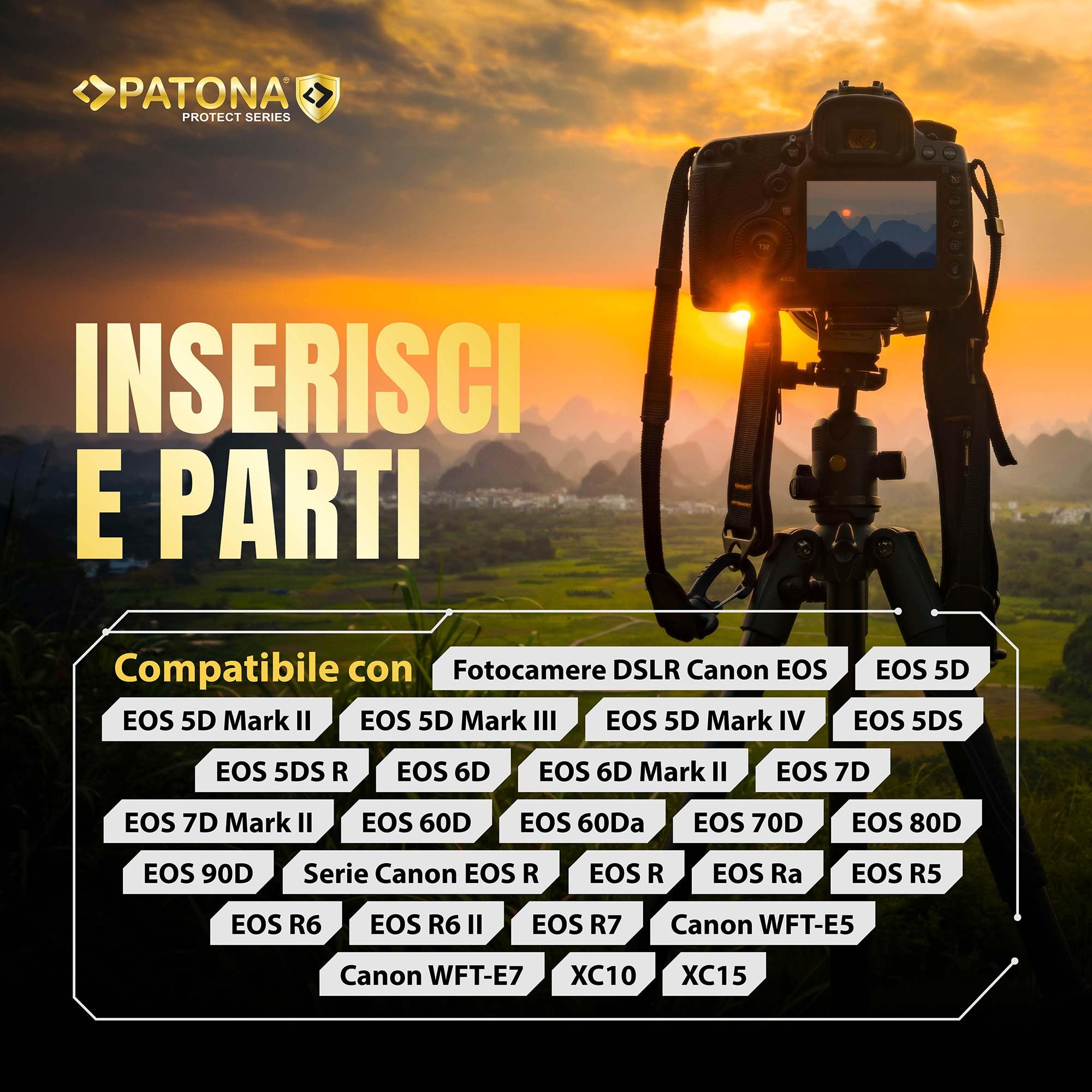 PATONA Protect LP-E6 Batteria 2400mAh – Ricambio per Canon LP-E6 – per EOS 5D Mark II III, 5DS, 6D 7D, 60D 60Da 70D 80D 90D, R R5, XC10 XC15 – con protezione NTC e involucro V1 per uso intensivo