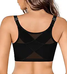 Sutiã feminino com fecho frontal corretor de postura confortável, sem forro, suporte traseiro sem fio, cobertura total