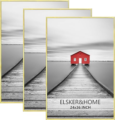 Miniatura 7 de ELSKER&HOME Juego de 3 Marcos para Póster 18x24, Marco de Fotos Blanco para Montaje en Pared Horizontal o Vertical, Resistente y a Prueba de Arañazos