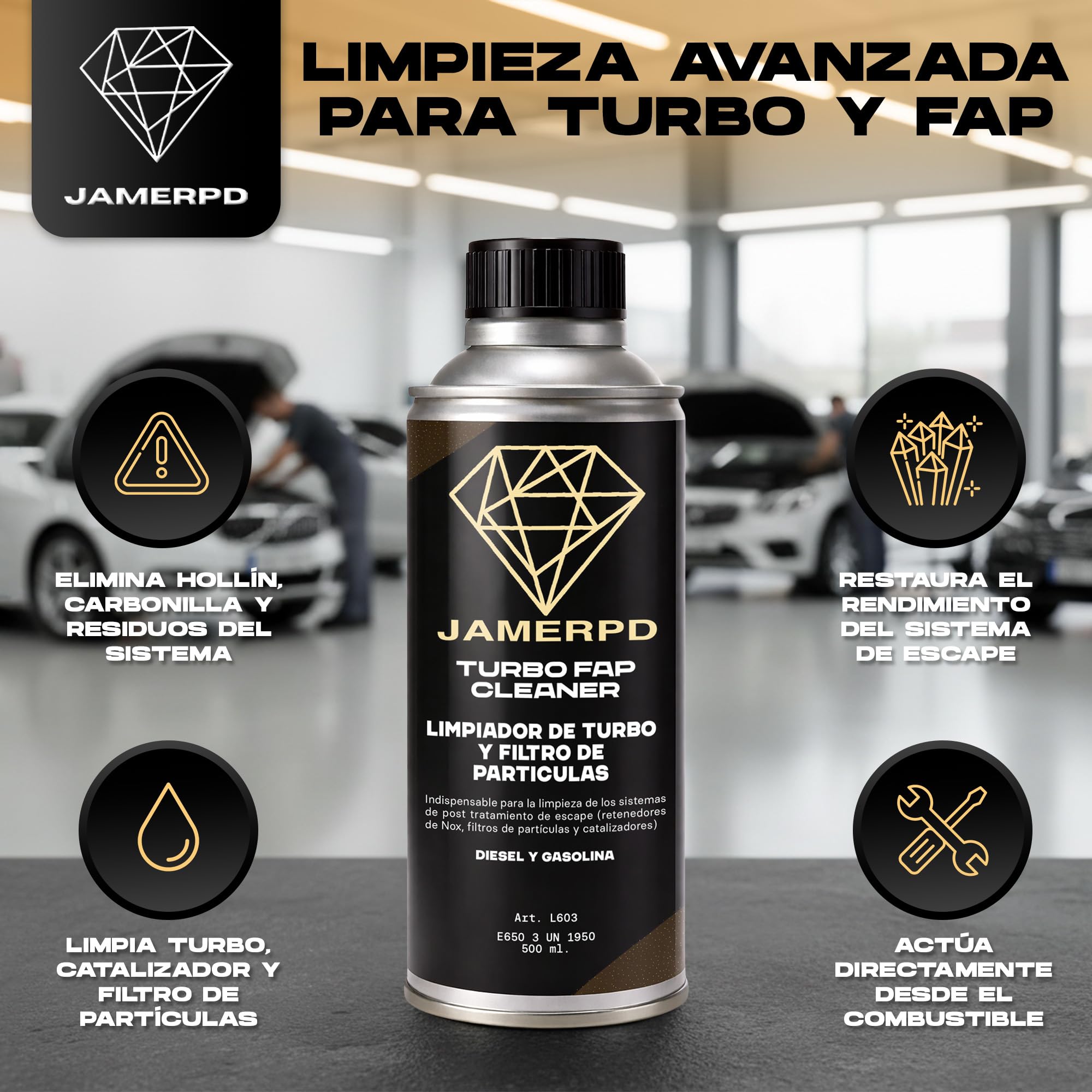 JAMERPD Limpiador de Turbo FAP Cleaner - Limpiador de Turbo - Filtro de particulas 500ML- Limpieza Coche - Eficaz para Motores Diesel y Gasolina - 500 ml