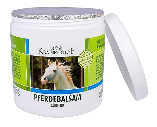 Miniatura 4 de Kräuterhof Bálsamo para caballos enfría y revitaliza preciosos extractos de hierbas de castaño de indias árnica romero y aceite de menta, 16.9fl oz