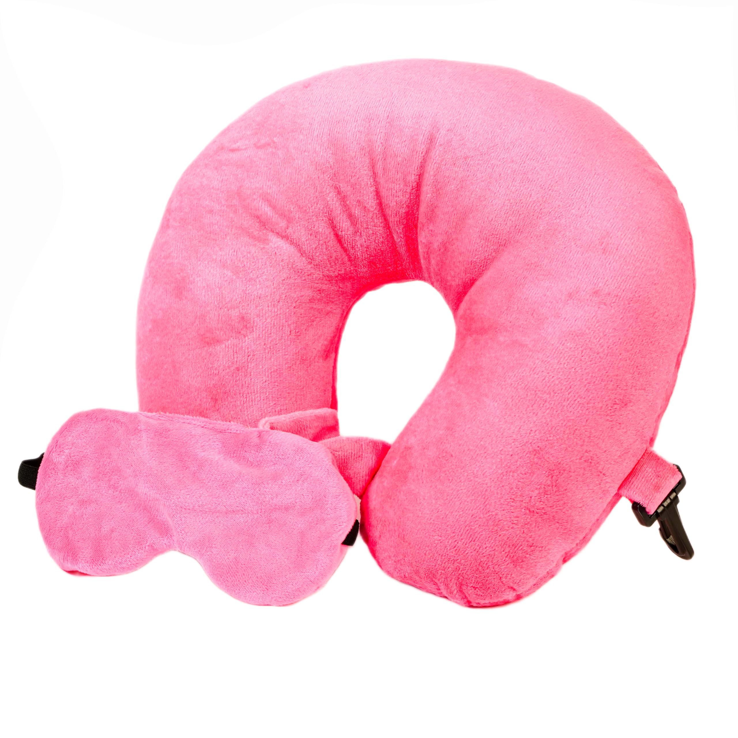 THE BLING GLOBAL Travel Neck Pillow & Eye Mask Set,Soft Memory Foam U-Shape Pillow for Airplane, Train, Car & Office Napping (Pink)-image-34