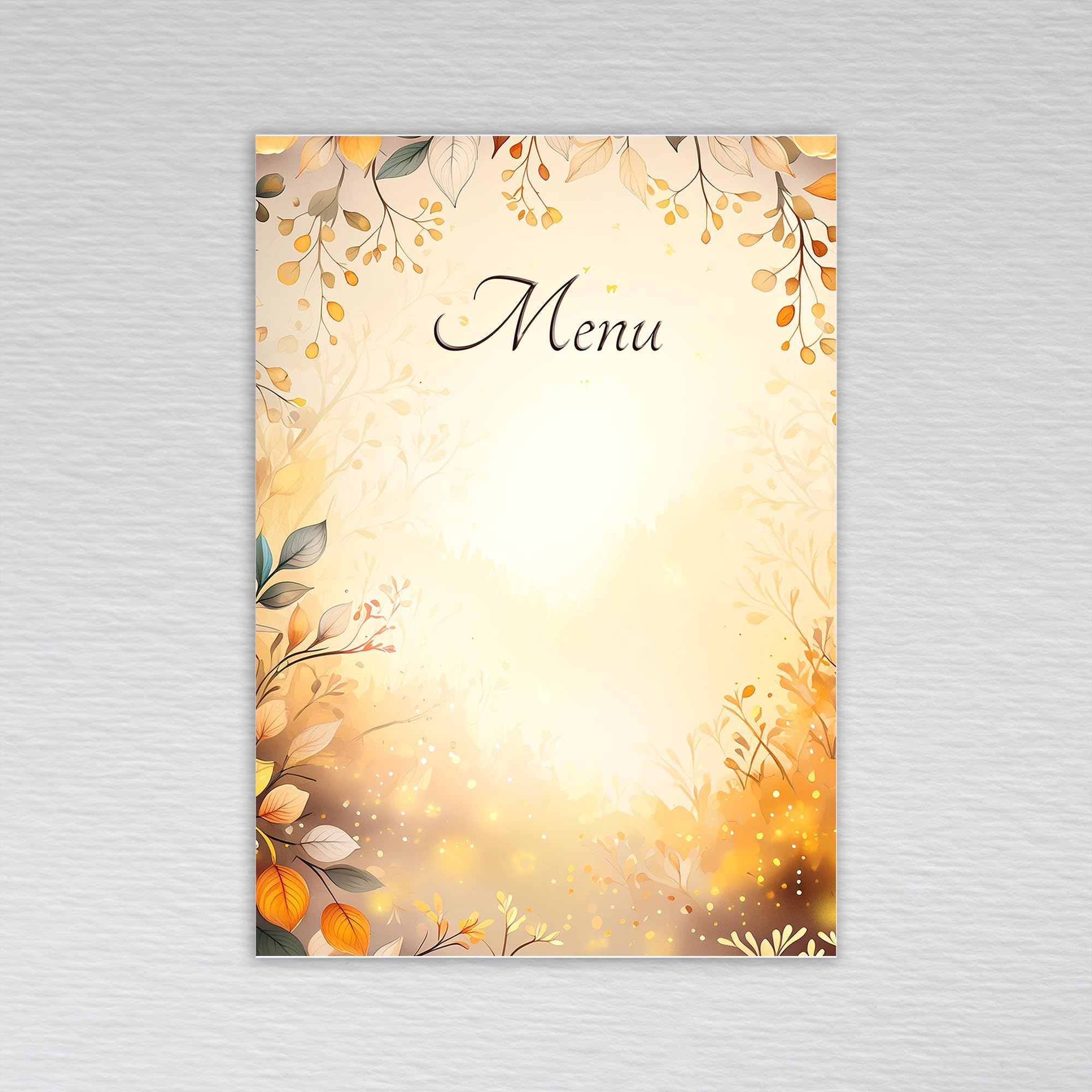 Autumn Leaf Blank Wedding Menu Cards for Tables/Write Your Own Menus/Elegant Rustic Themed: Autumn Leaves Menu Cards (Pack of 20 without Envelopes) — image 1