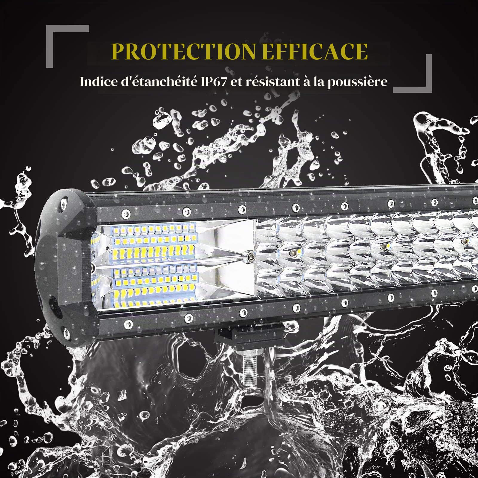 RIGIDON 50 cm 288W Barre Led avec 59 cm Support de Plaque, 12V Faisceau Kit