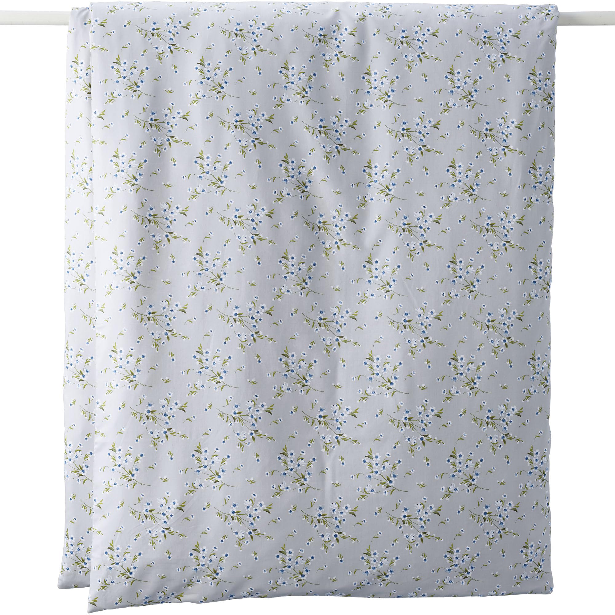 Lands' End 700 Sateen Printed Duvet Cover Light Fog Snow Drop Floral Twin