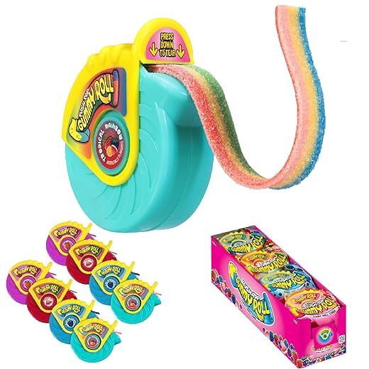 Push Pop Gummy Roll Christmas Candy Gummies, 8Ct Individually Wrapped Gummies in Assorted Fruity Flavors, Full Size Chewy Candy, Birthday Party Favors, Stocking Stuffers, Gifts For Kids