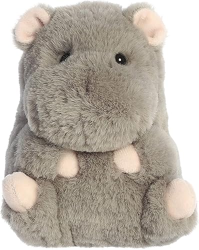 Aurora® Round Rolly Pet™ Hortus Hippo™ - Adorables compañeros - Diversión sobre la marcha, gris, 5 pulgadas