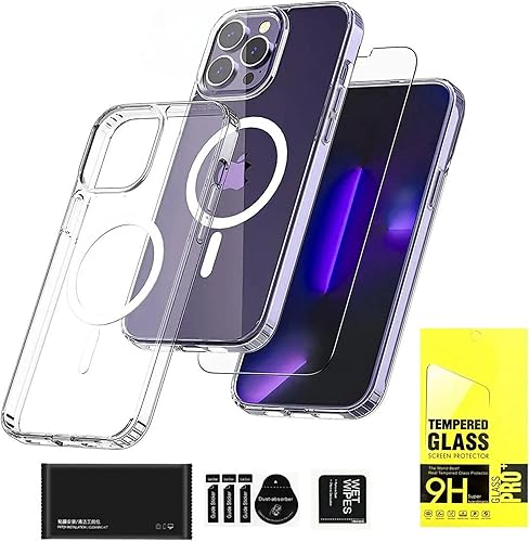 Miniatura 8 de CASEFREAK Funda transparente 3 en 1 i14 Pro Max con anillo magnético compatible con Mag-Safe + protector de pantalla y cámara antihuellas, incluye