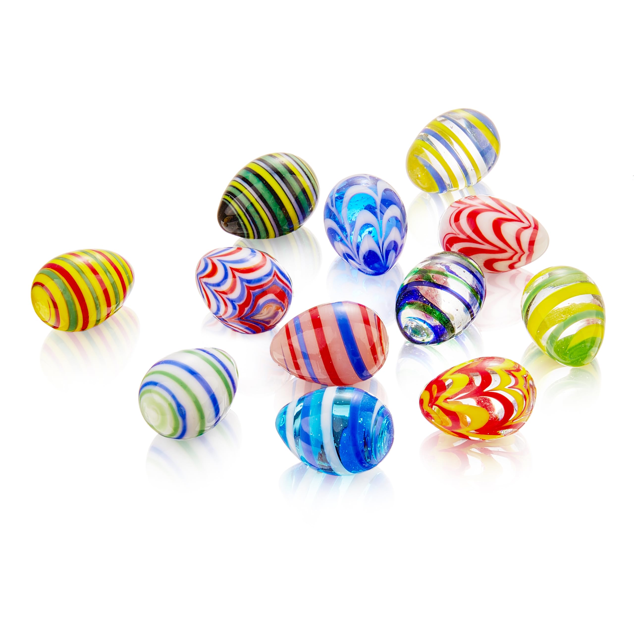 vskikris Hand Blown Art Glass Easter Eggs with Small Glass Gems and Stones - Handmade Tiny Eggs Ornaments Collectible Figurines for Home Decorations and Party Favors for Boys and Girls