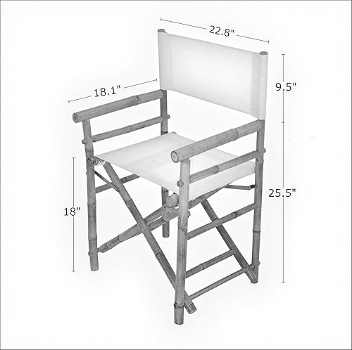 Miniatura 7 de Statra Silla plegable de director de bambú, portátil, para acampar al aire libre, juego de 2, rayas azules y blancas