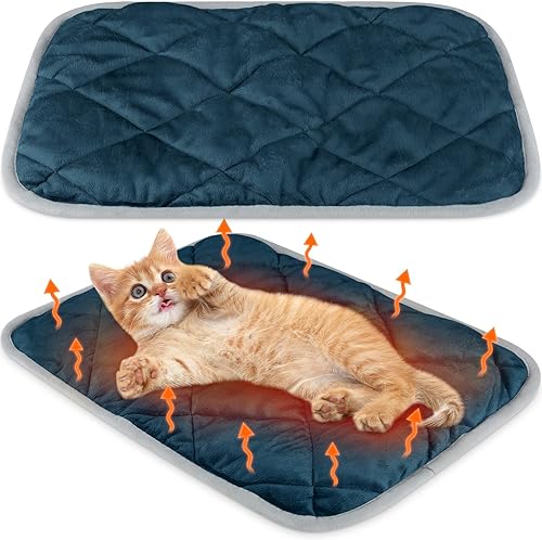 Vista 12 de Paquete de 2 Alfombrillas Autocalentables para Gatos, Almohadillas Autocalentables para Mascotas, Alfombrilla de Perrera Lavable, Almohadilla