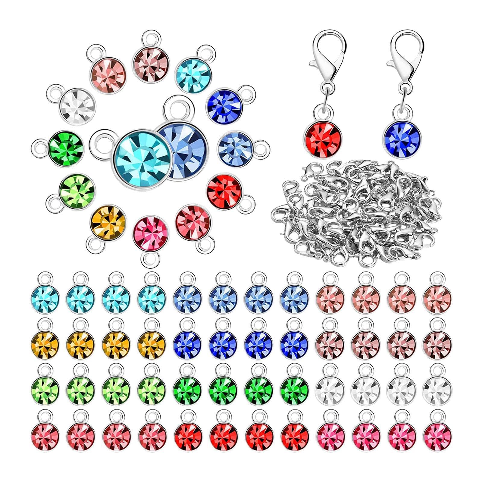 Zanthicia Dynamic Necklace Charms Crystal Birthstone Charms Beads Pendants Jewelry Making Dangle Custom Projects Jewelry Making Dangle with Lobster Clasp, Silvery, 7x10mm