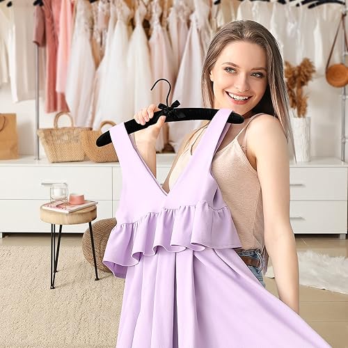 Miniatura 6 de JS Hanger Percha acolchada para suéteres, perchas extra grandes de 17 pulgadas con cubierta de satén, sin protuberancias de hombro para ropa de