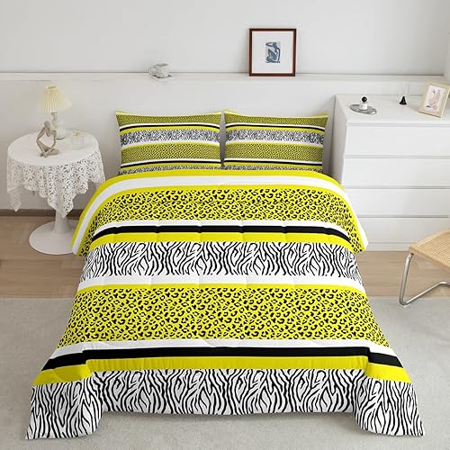 Miniatura 6 de Juego de edredón con estampado de guepardo turquesa, juego de ropa de cama tamaño King para niños y adultos, decoración de habitación de animales,