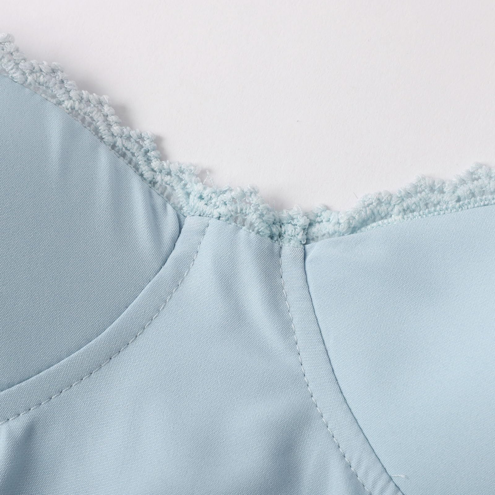Robe bleu clair pour femme - Robe corsage victorienne aérée - Robe de plage - Spaghetti - Taille haute - Longueur genou - Robe d'été - Bretelles spaghetti - Robe de soleil midi - Robe de loisirs