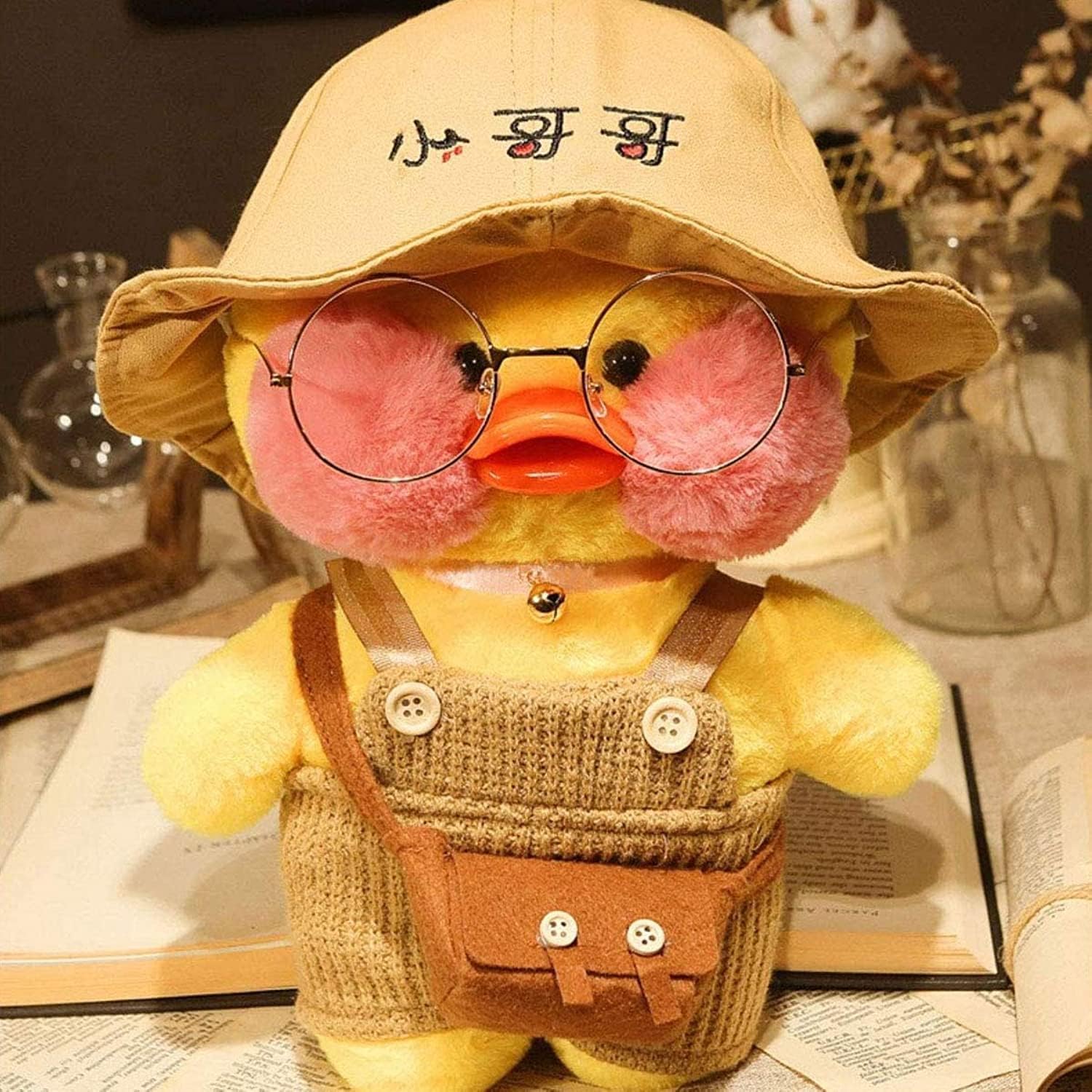Yellow Duck Stuffed Animal Toy,Soft Plush Toy for Kids Girls DIY Hugglable Plush Stuffed Toy with Cute Headband and Costume Best Gifts for Birthday.(12inch/30cm