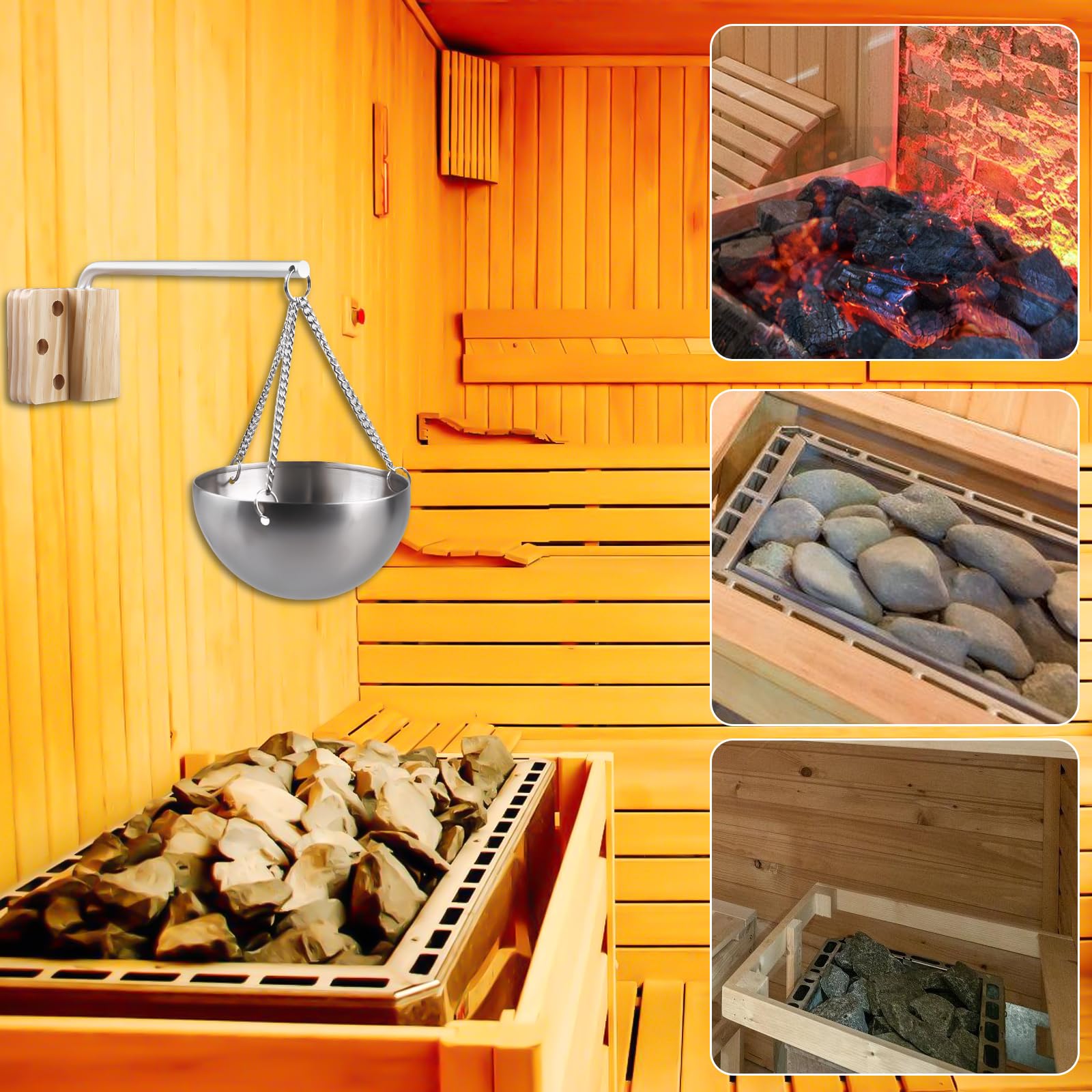 Bol aromatique pour sauna en acier inoxydable 350 ml 12 cm