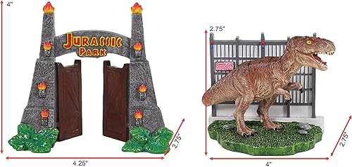 Miniatura 5 de Penn-Plax Jurassic Park - Paquete de adornos de acuario con licencia oficial de 2 piezas, incluye decoraciones de T-Rex y Park Gate, pequeño