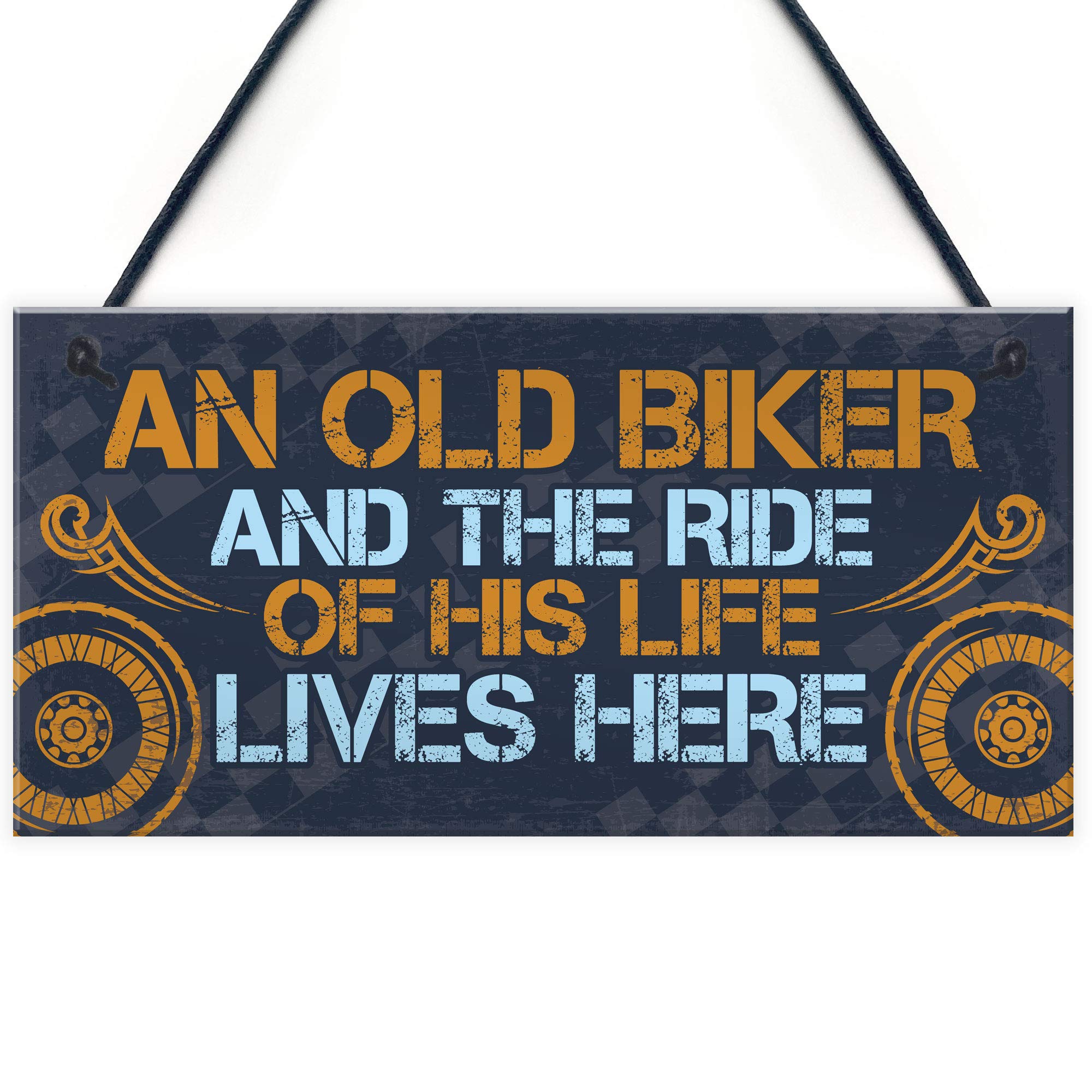 Red Ocean Grumpy Old Biker Gifts Plaque Funny Birthday Christmas Dad Grandad Gift For Bikers