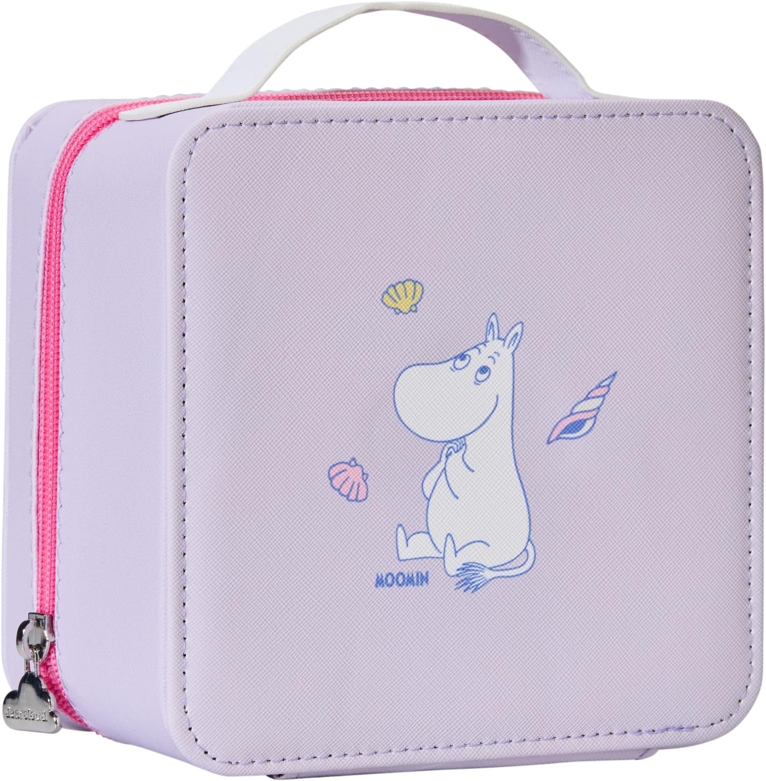 Moomin' Off To The Sea Cosmetics Bag – Cute Faux Leather Makeup Organizer with Plush Lining, Travel-Ready (Purple Seashell Moomin')
