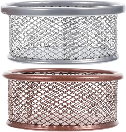 Contenedor de metal de malla para clips de papel, 2 piezas, dispensador de clips de metal, dispensador de clips de vaso, clips de papel de mesa,