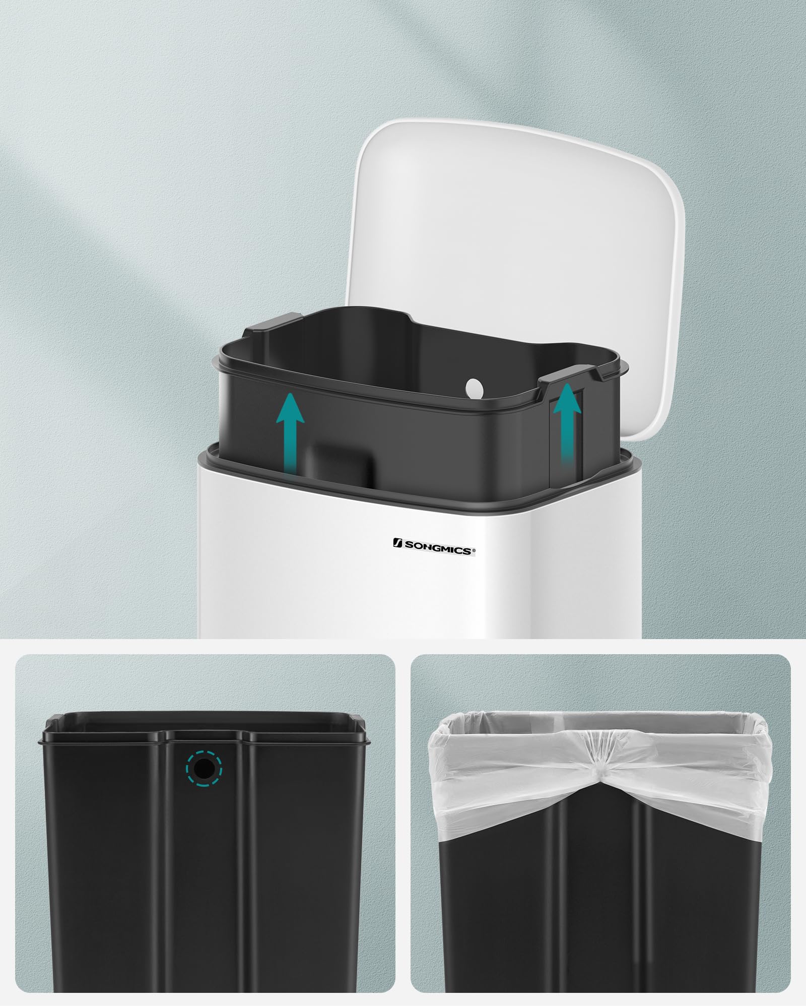 Hoppa! Afvalemmer Voor De Keuken, 30L Afvalemmer Met Pedaal Pedaalemmer Met Kunststof Binnenemmer Klapdeksel Softclose Geurloos En Hygienisch Wit Hoppa! Afvalemmer Voor De Keuken, 30L Afvalemmer Met Pedaal Pedaalemmer Met Kunststof Binnenemmer Klapdeksel Softclose Geurloos En Hygienisch Wit