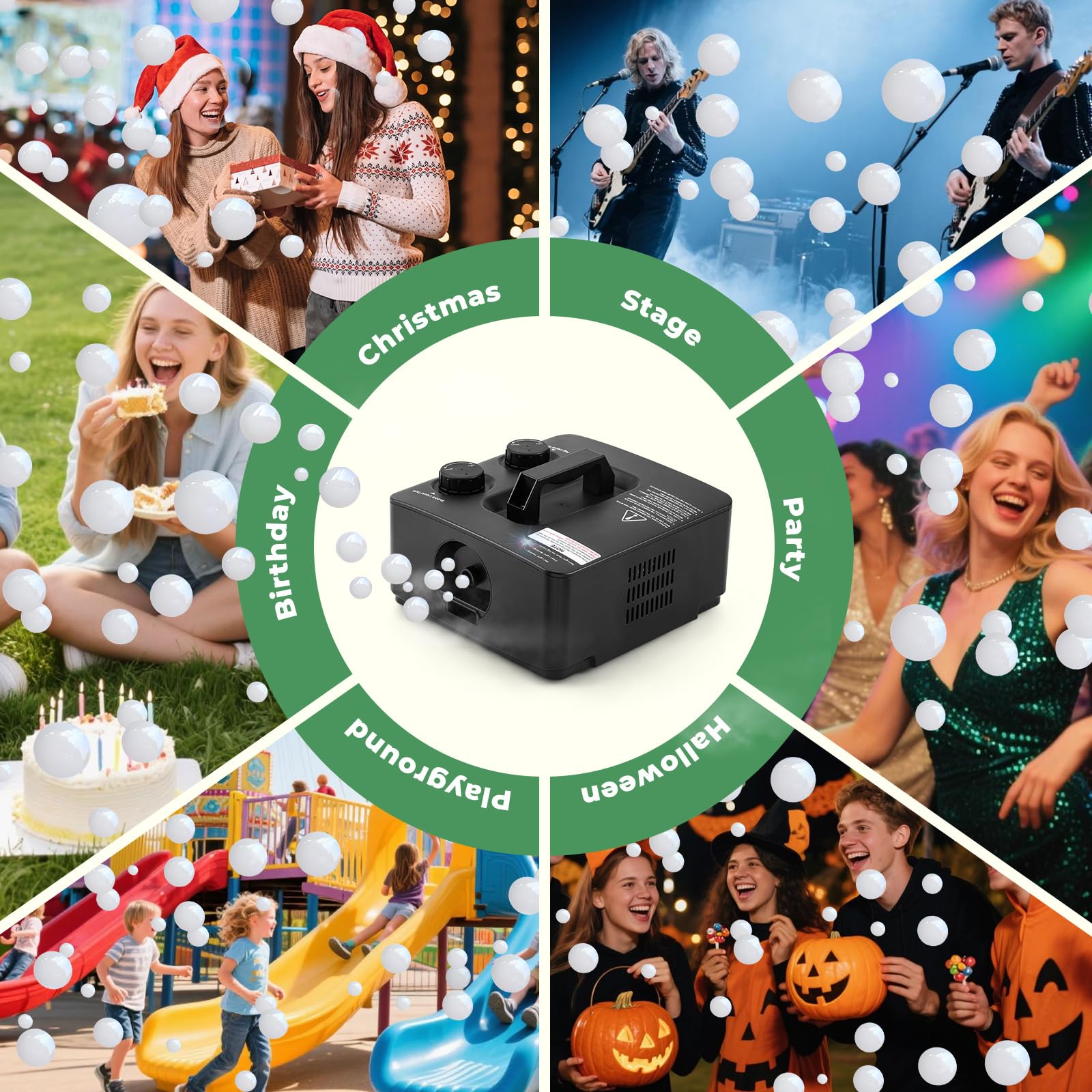 Macchina per nebbia con bolla, 400 W, automatica per sapone, due modalità per feste, palcoscenico, matrimonio, Halloween, Natale