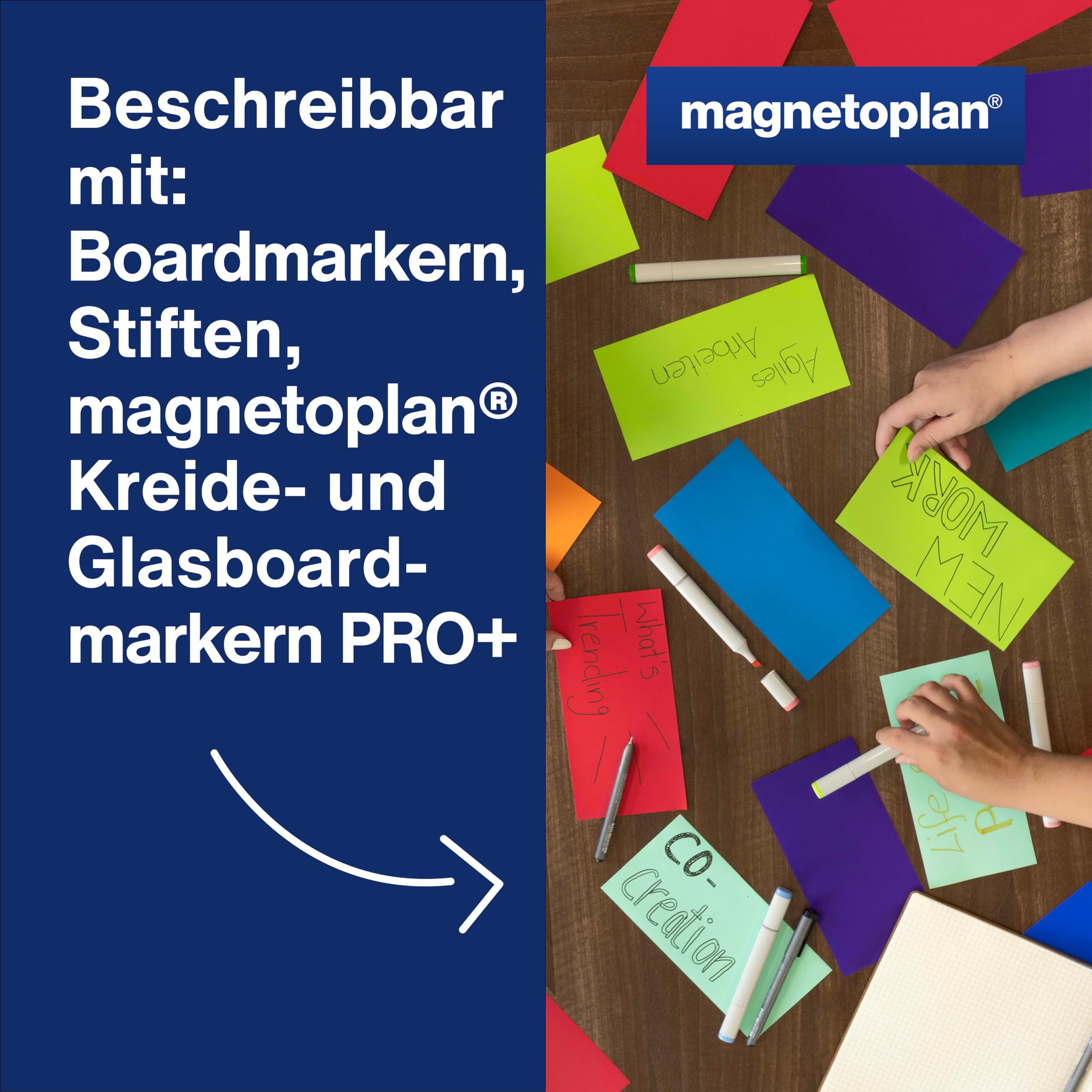 magnetoplan Moderationskarten, Set 2 (Sea Dusk, Neon, Grey) | 750 Stück | FSC zertifiziert, 120 g/m² | Blanko Karten in 15 starken Farben für Schule + Büro | BxH 200x100 mm, rechteckig