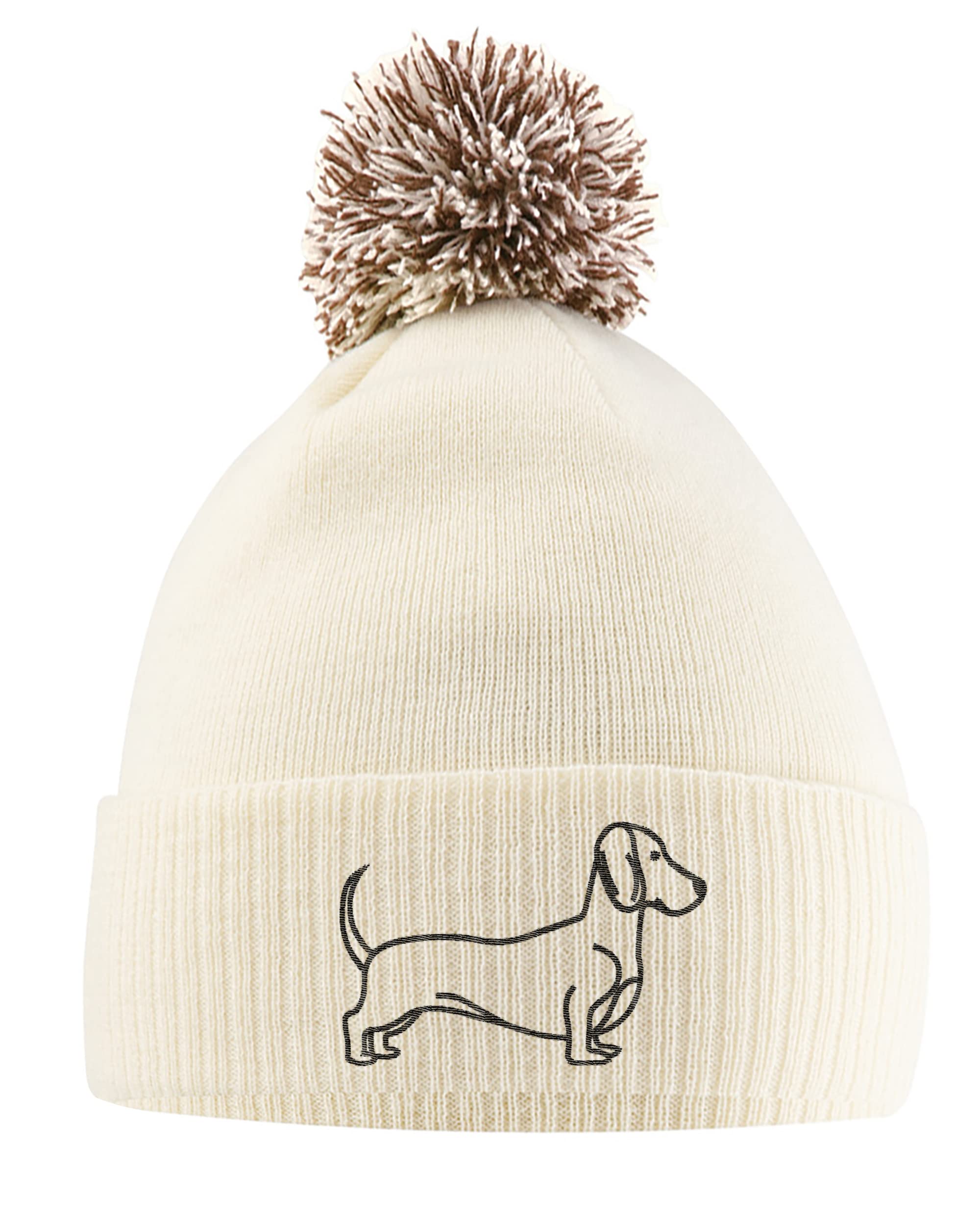 Buy Purple Print HouseDachshund Embroidered Bobble Hat Sausage Dog