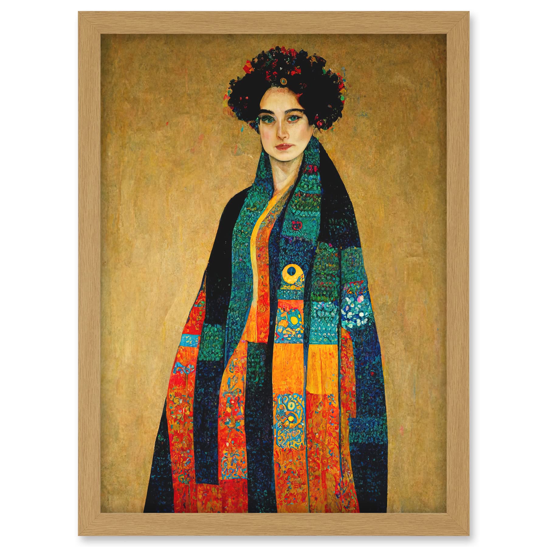 Doppelganger33 LTD Gustav Klimt Inspired Female Portrait Woman Artwork Framed A3 Wall Art Print