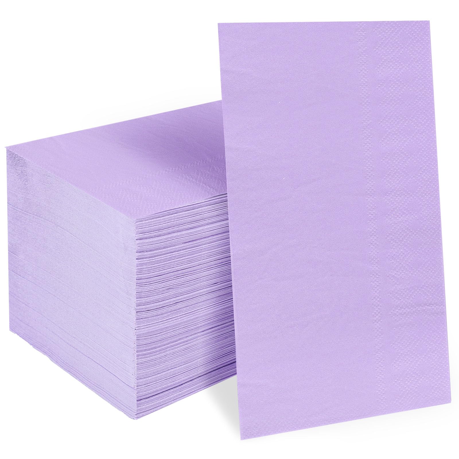 Whaline Lot de 200 serviettes jetables en papier pour invités - Pour salle de bain, mariage, fête d'anniversaire, décoration de table - Violet