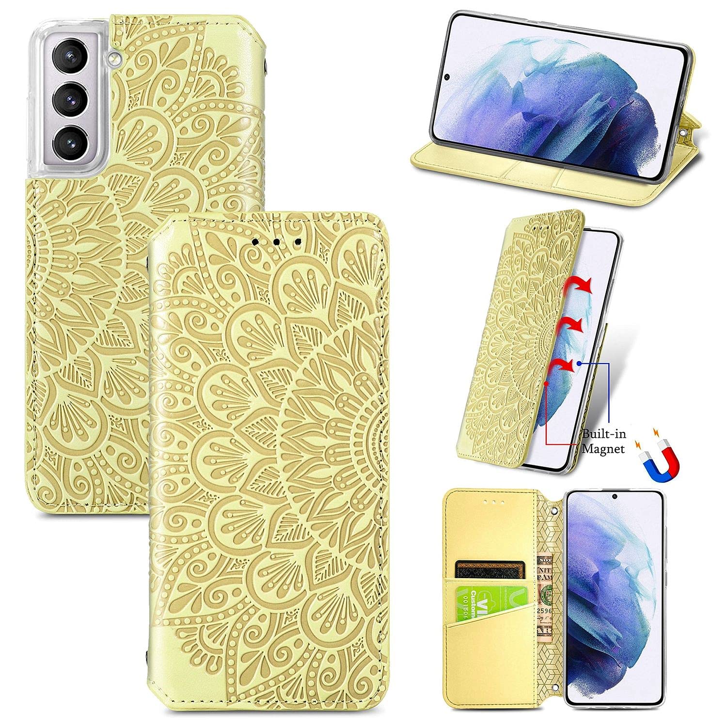 Coque Samsung S21 Plus antichoc mandala jaune König - 7