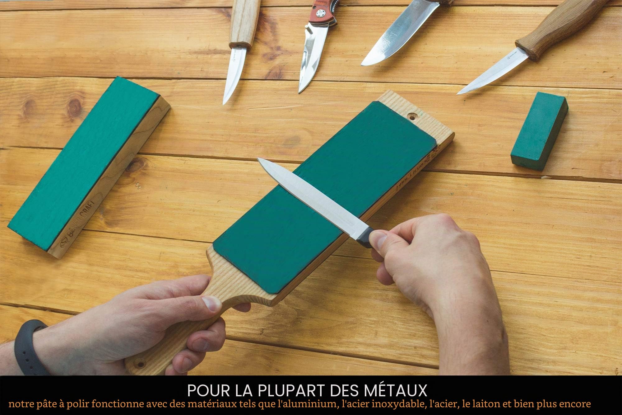 BeaverCraft Pâte d'Affilage Verte (Lot de 2) 100g – Pâte à Polir Fine pour Cuir, Ciseaux et Outils de Sculpture – Composé de Polissage pour Affûtage, Finition et Lustrage – Kit Entretien Lames – PP02