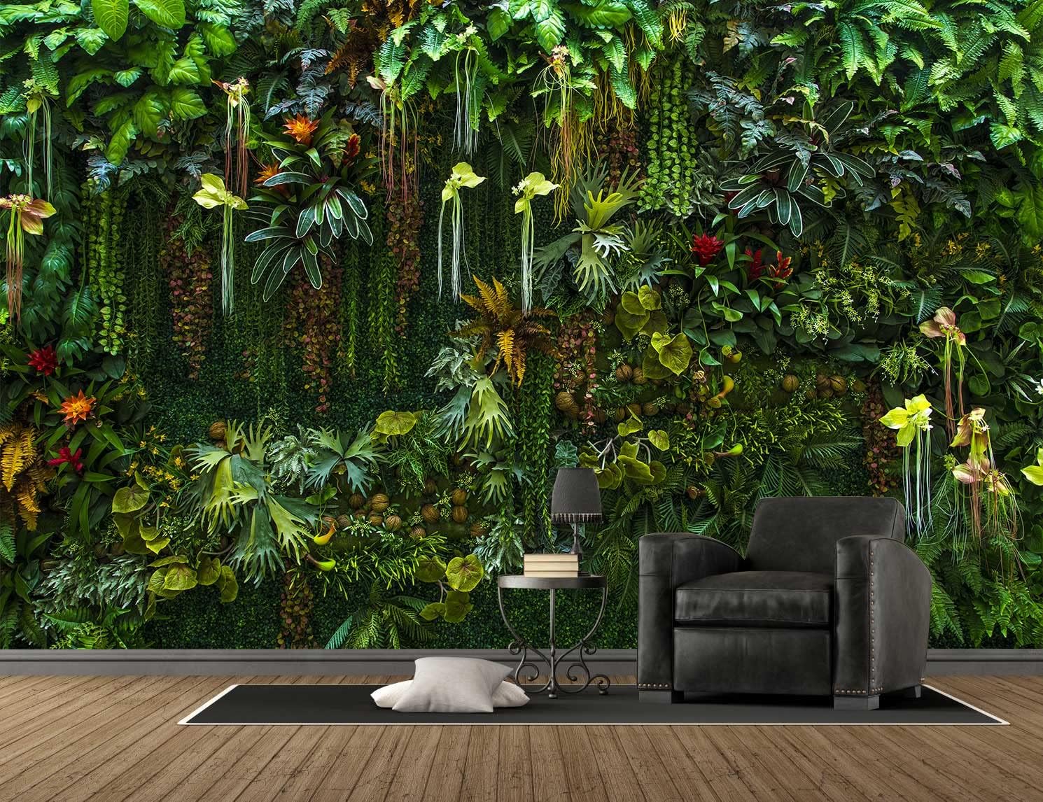 Reyhui Green Wallpaper Banana Leaf Floral Mural Wallpaper for Bedroom Living Room TV Background Sofa Wall (not self-Adhesive)