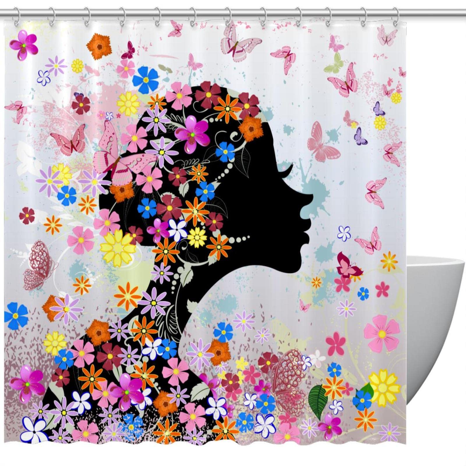 Rideau de douche rose en aquarelle pour une salle de bain poétique