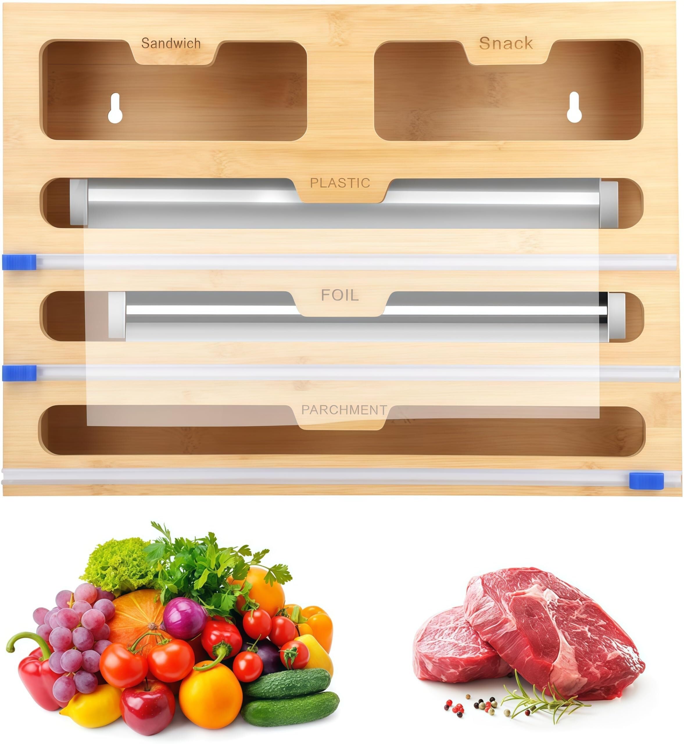Taglierina per dispenser di pellicola trasparente in bambù, 5 in 1