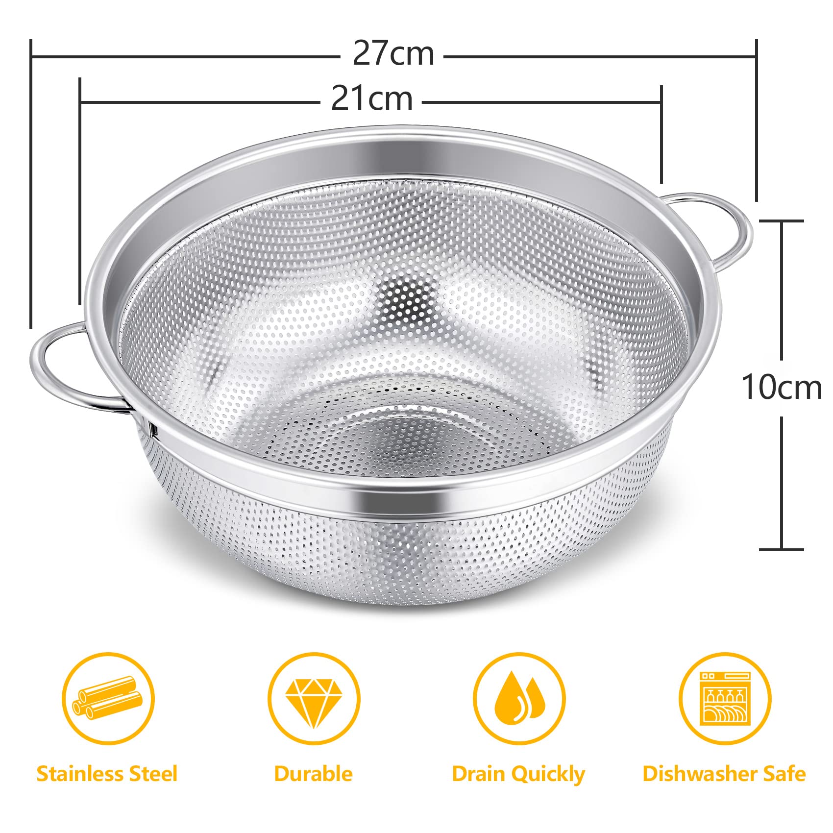 Scolapasta Denox Con Manico: Design Compatto, Colore Bianco, Per Cucina Pratica E Funzionale