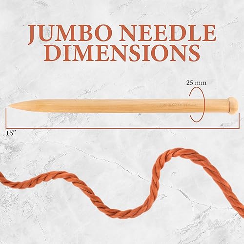 Miniatura 9 de JubileeYarn - Agujas de tejer de bambú jumbo  US 11 (0.315 in)  16 pulgadas de largo  1 par