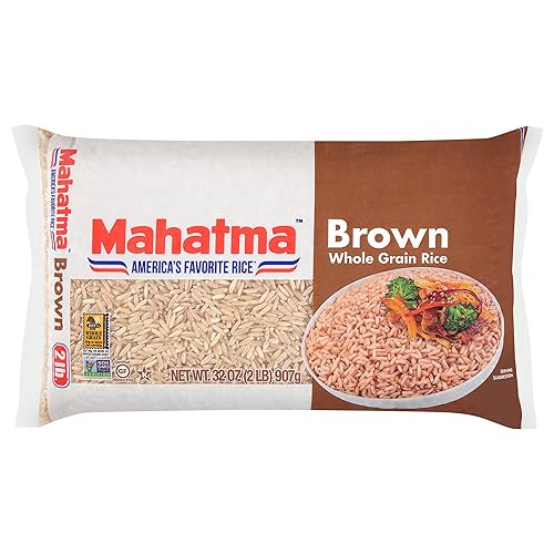 Mahatma Arroz integral de grano entero, bolsa de 32 onzas de arroz, estufa o arroz de microondas