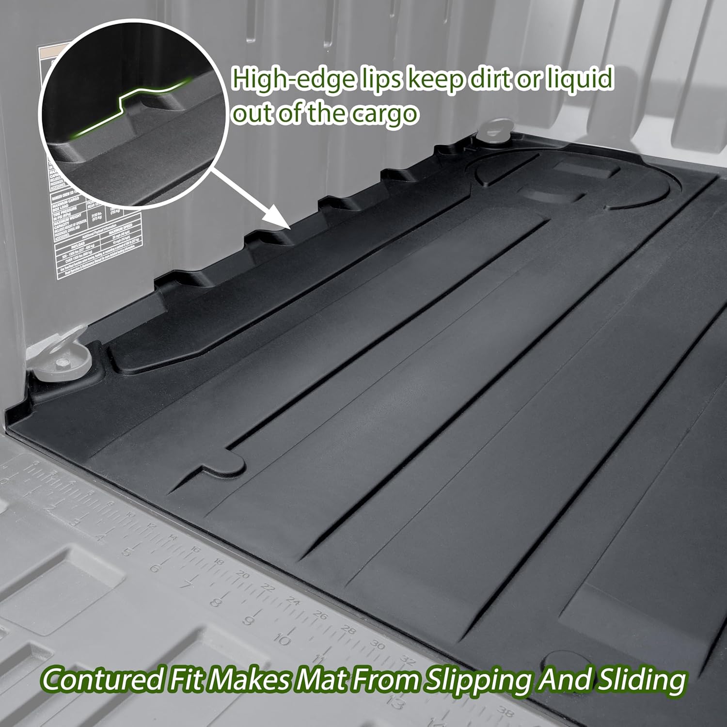 SAUTVS TPE Cargo Bed Mat Liner for Polaris Ranger XD 1500 2024 2025, UTV Rear Cargo Bed Mat All Weather Protection Rubber Slush Liner for Polaris Ranger 1500 XD 2024 2025 Accessories, Replace# 2889106 - Image 4