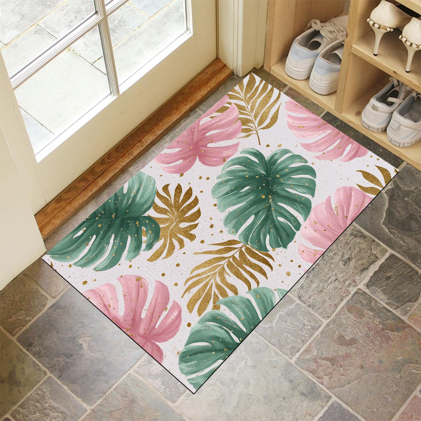 Tapis entree interieur 60x90cm idéal pour un couloir moderne et propre en or rose